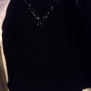 Rafaella embellished black beaded l/s top